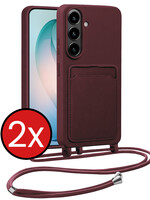 BTH BTH Samsung Galaxy S26 Hoesje Pashouder met Koord - Aubergine - 2 PACK