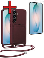 BTH BTH Samsung Galaxy S26 Hoesje Pashouder met Koord Met Screenprotector - Aubergine