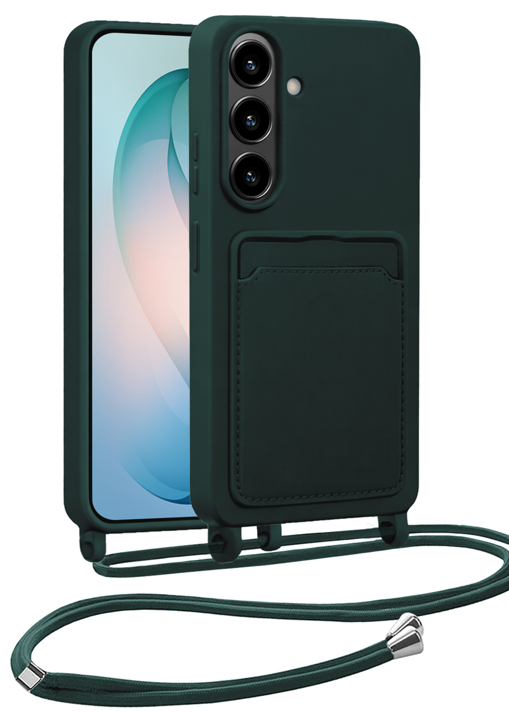 BTH BTH Samsung Galaxy S26 Hoesje Pashouder met Koord - Donkergroen