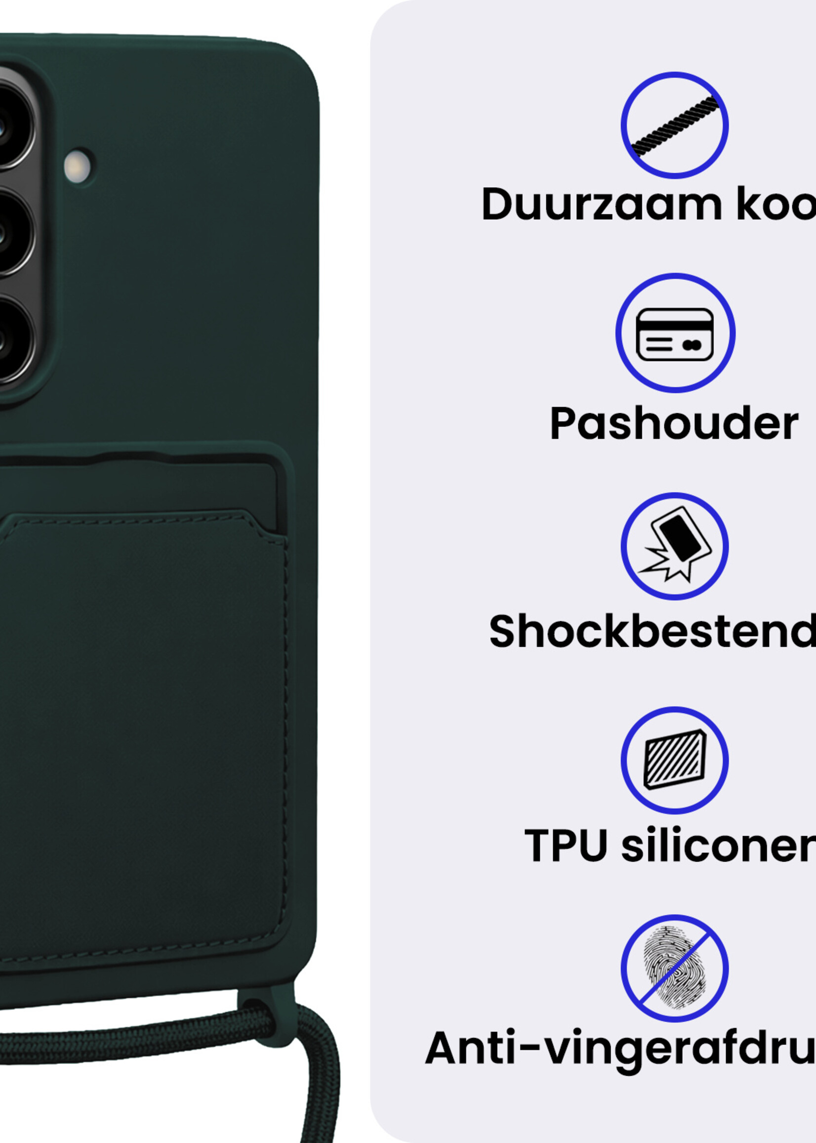 BTH BTH Samsung Galaxy S26 Hoesje Pashouder met Koord - Donkergroen