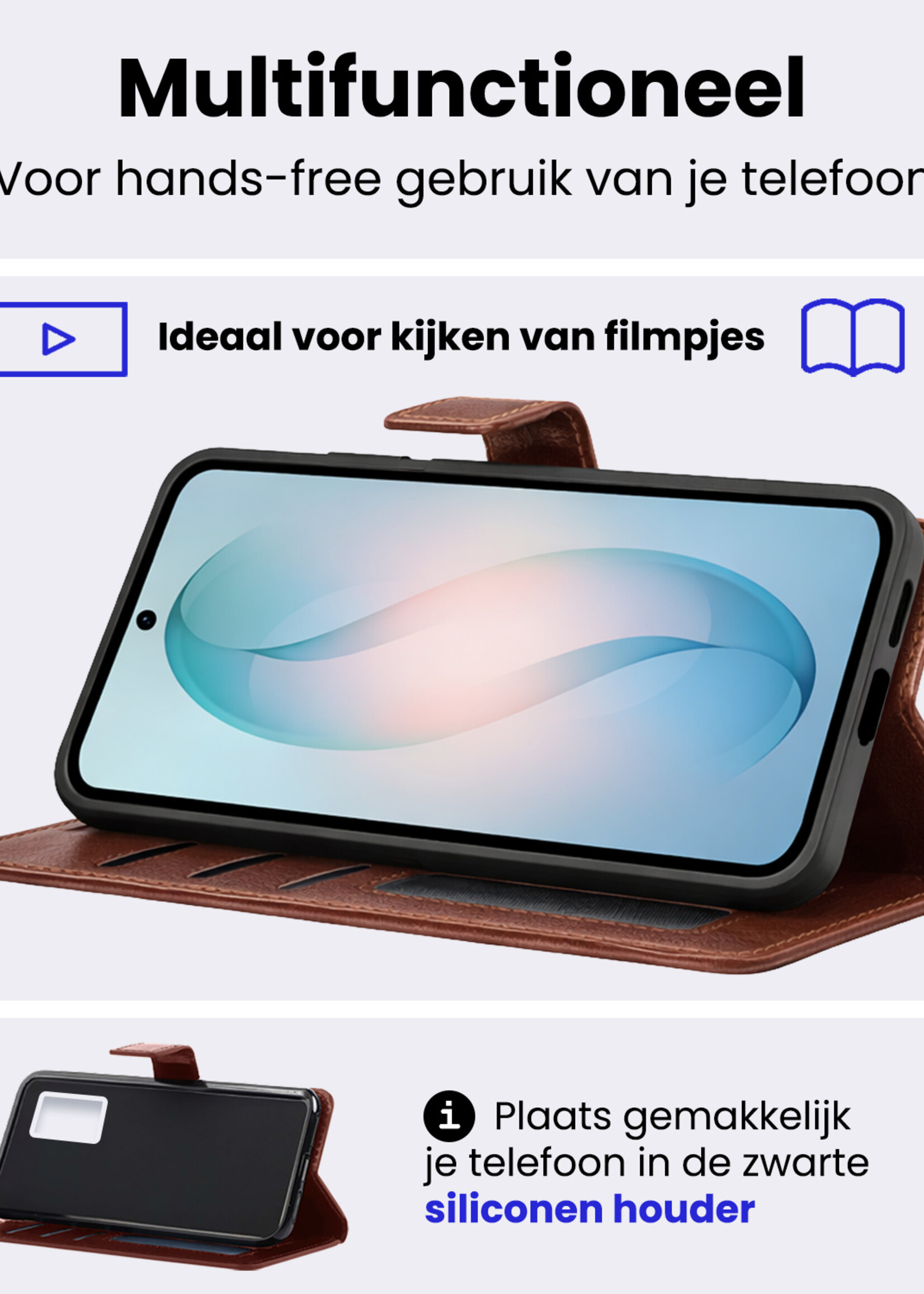 BTH BTH Samsung Galaxy S26 Hoesje Bookcase Met Screenprotector - Bruin