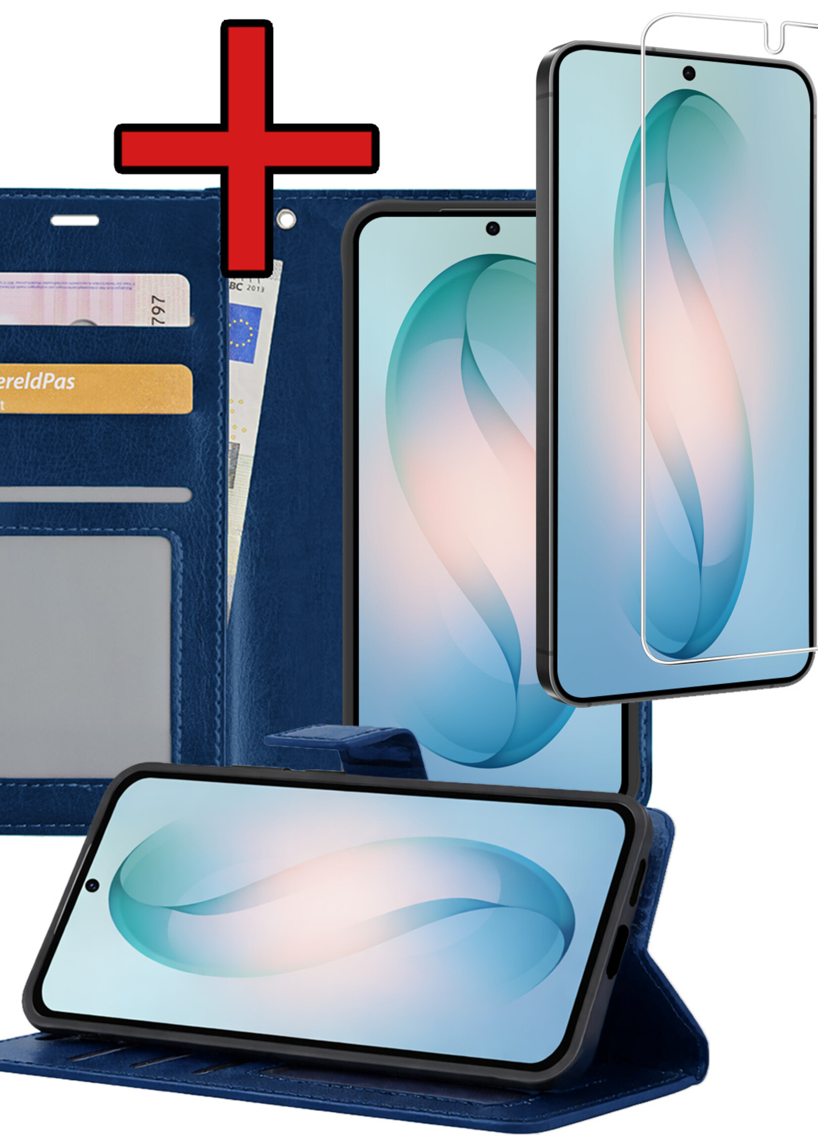 BTH BTH Samsung Galaxy S26 Hoesje Bookcase Met Screenprotector - Donkerblauw