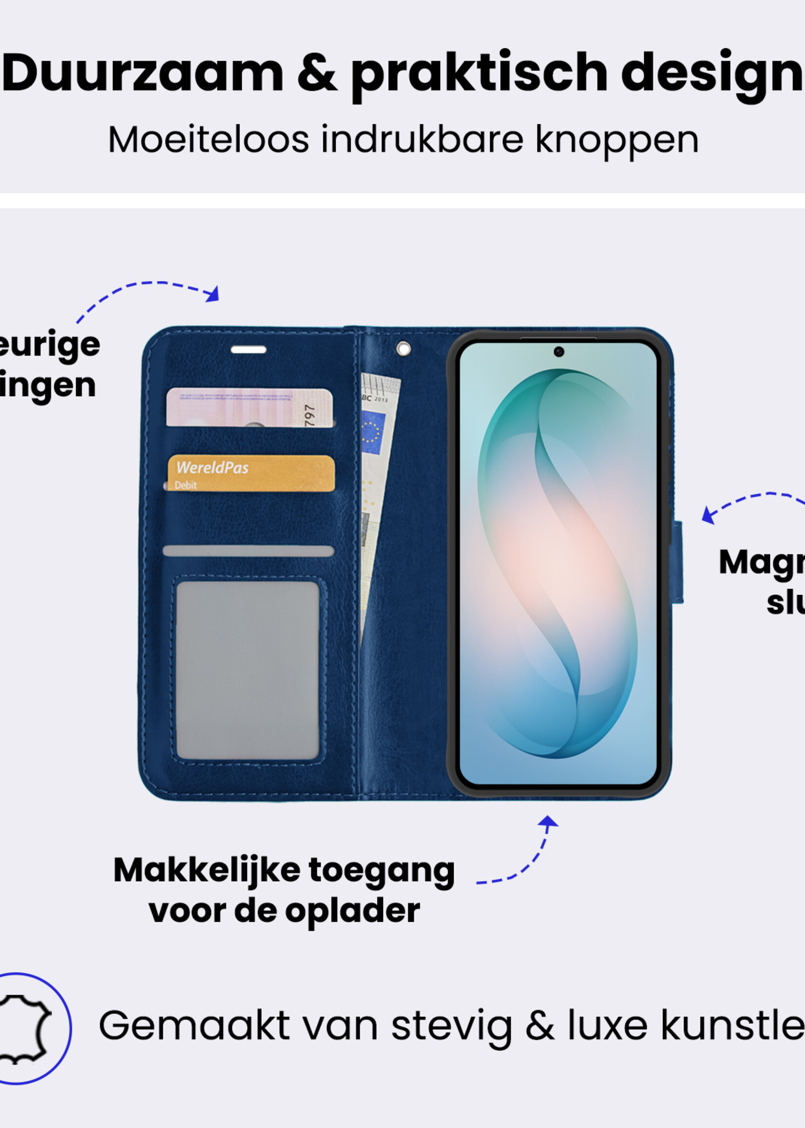 BTH BTH Samsung Galaxy S26 Hoesje Bookcase Met Screenprotector - Donkerblauw