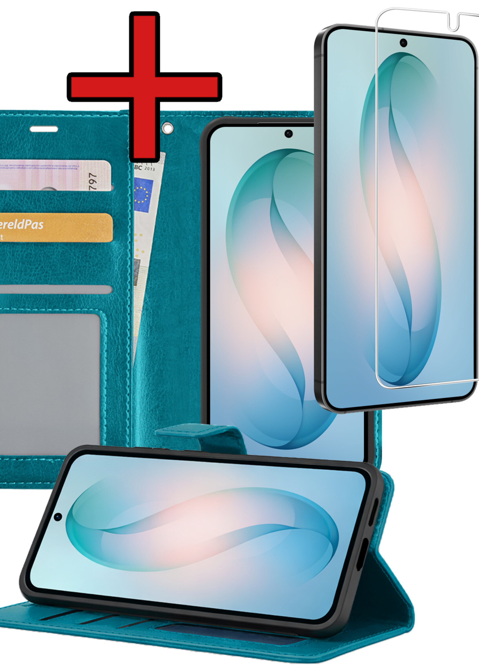 BTH BTH Samsung Galaxy S26 Hoesje Bookcase Met Screenprotector - Turquoise