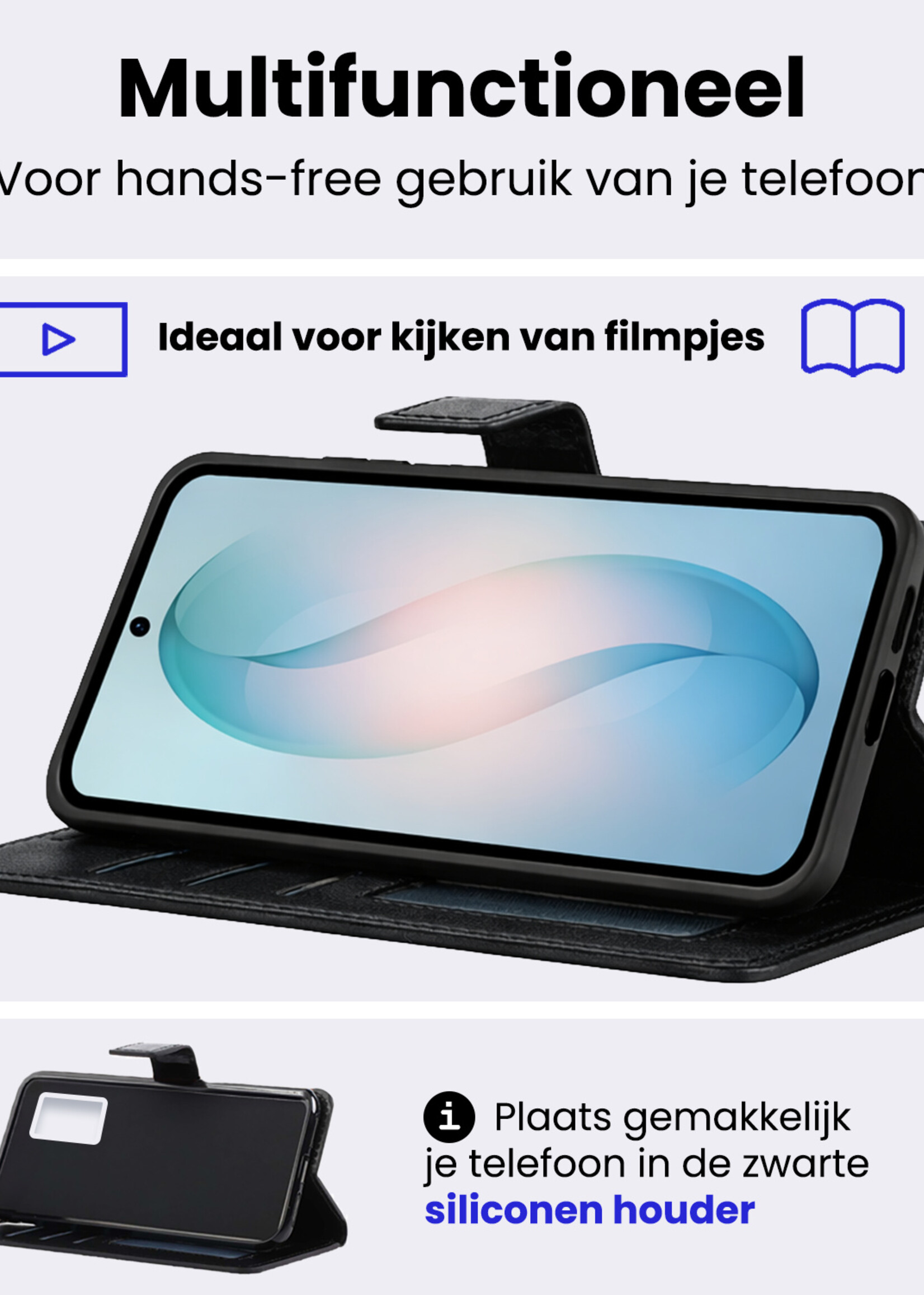 BTH BTH Samsung Galaxy S26 Hoesje Bookcase Met Screenprotector - Zwart