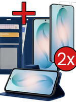 BTH BTH Samsung Galaxy S26 Hoesje Bookcase Met 2x Screenprotector - Donkerblauw