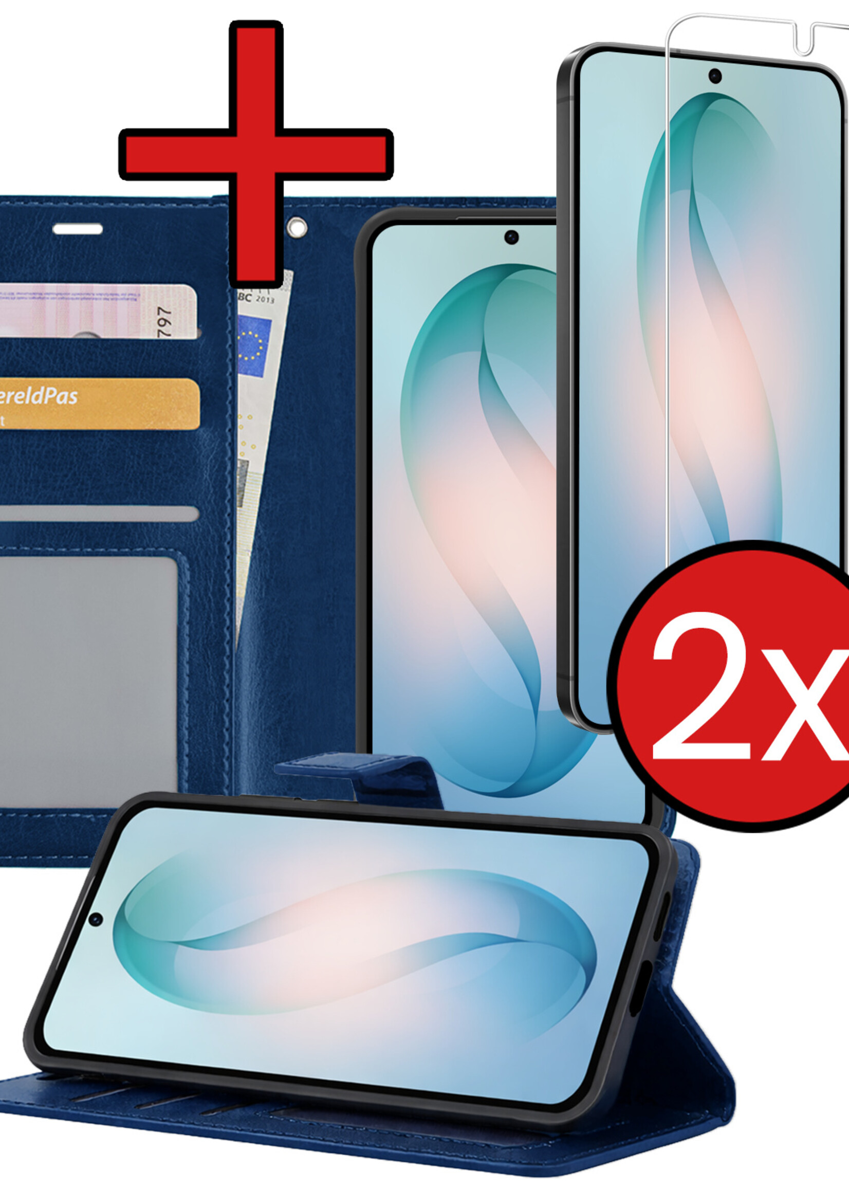 BTH BTH Samsung Galaxy S26 Hoesje Bookcase Met 2x Screenprotector - Donkerblauw
