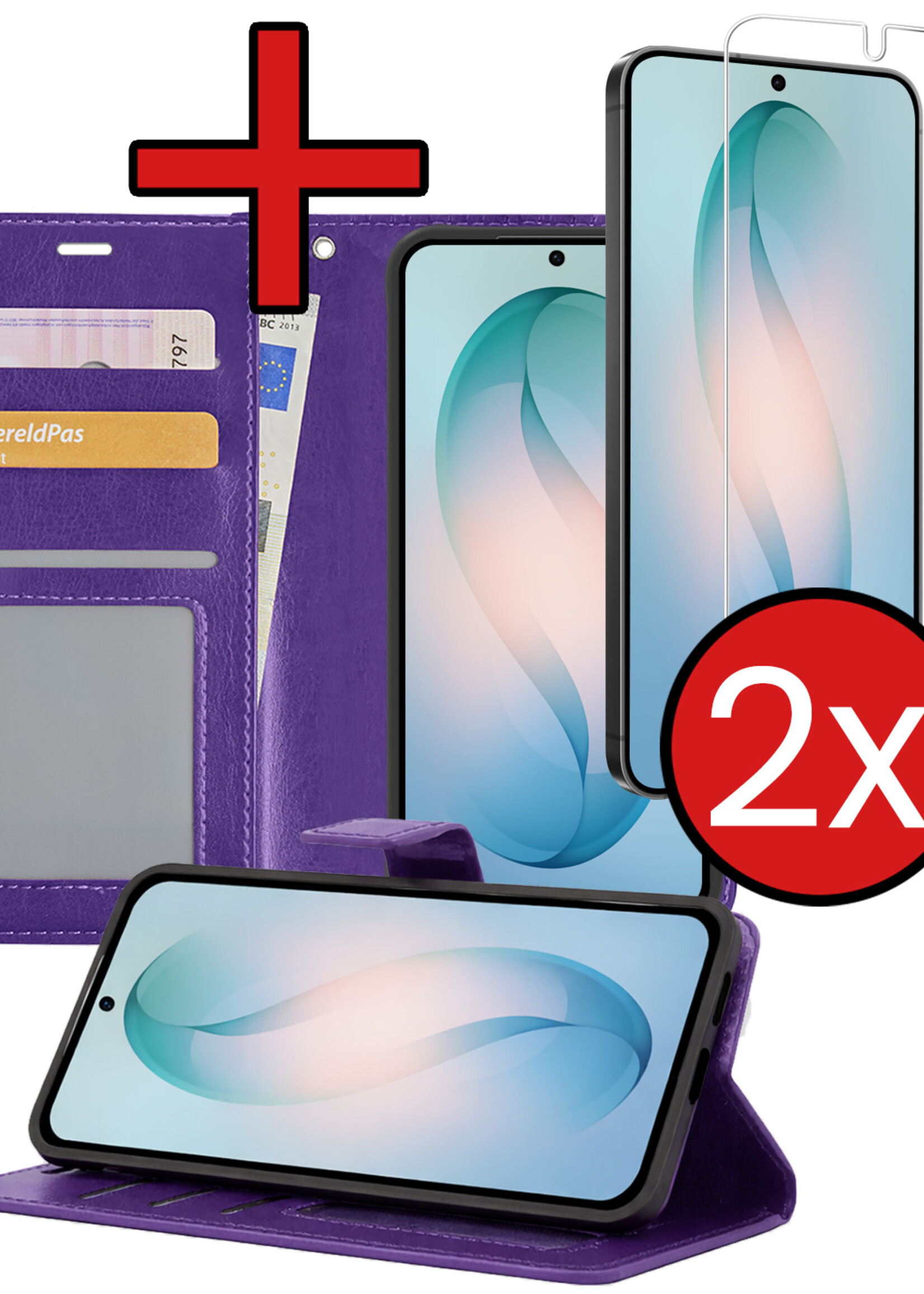 BTH BTH Samsung Galaxy S26 Hoesje Bookcase Met 2x Screenprotector - Paars