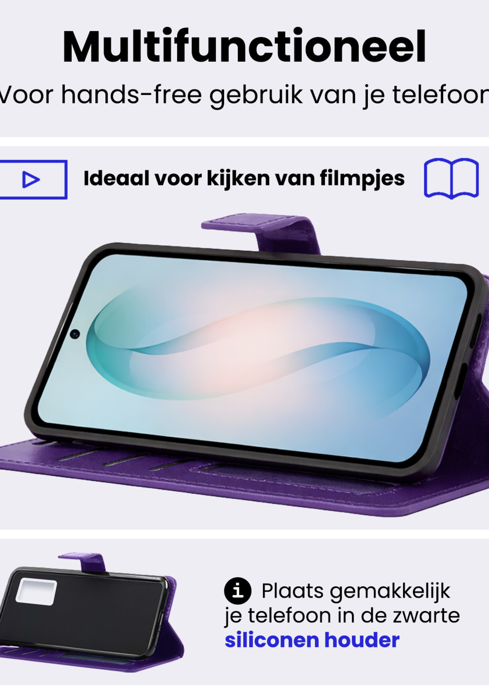 BTH BTH Samsung Galaxy S26 Hoesje Bookcase Met 2x Screenprotector - Paars