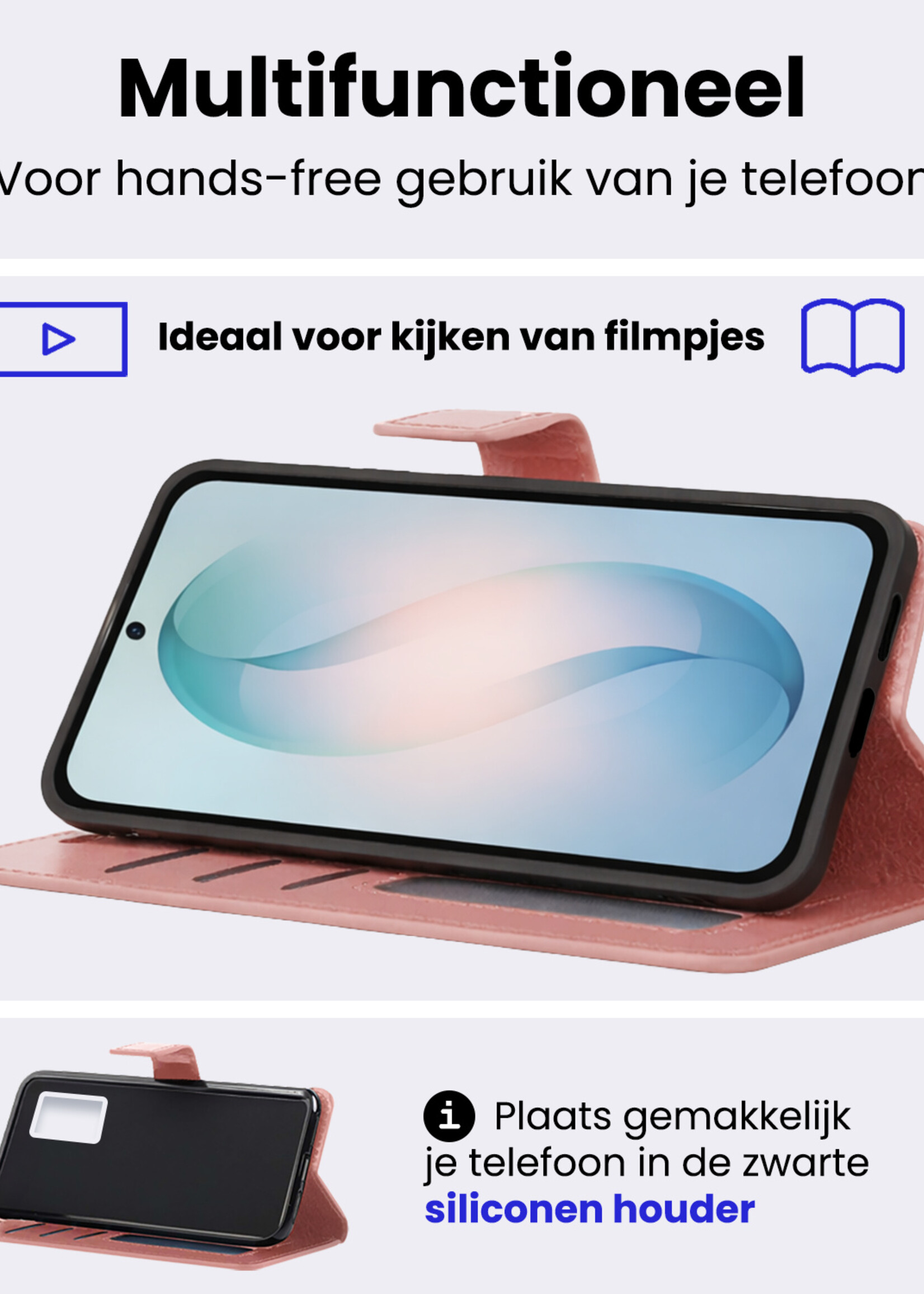 BTH BTH Samsung Galaxy S26 Hoesje Bookcase Met 2x Screenprotector - Rose Goud