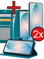 BTH BTH Samsung Galaxy S26 Hoesje Bookcase Met 2x Screenprotector - Turquoise