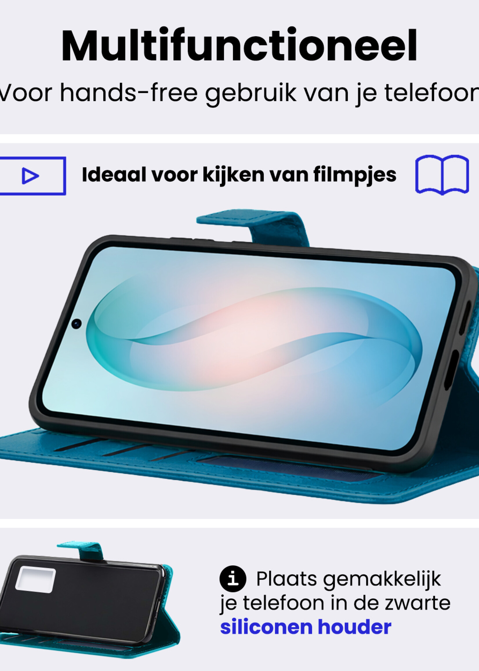 BTH BTH Samsung Galaxy S26 Hoesje Bookcase Met 2x Screenprotector - Turquoise