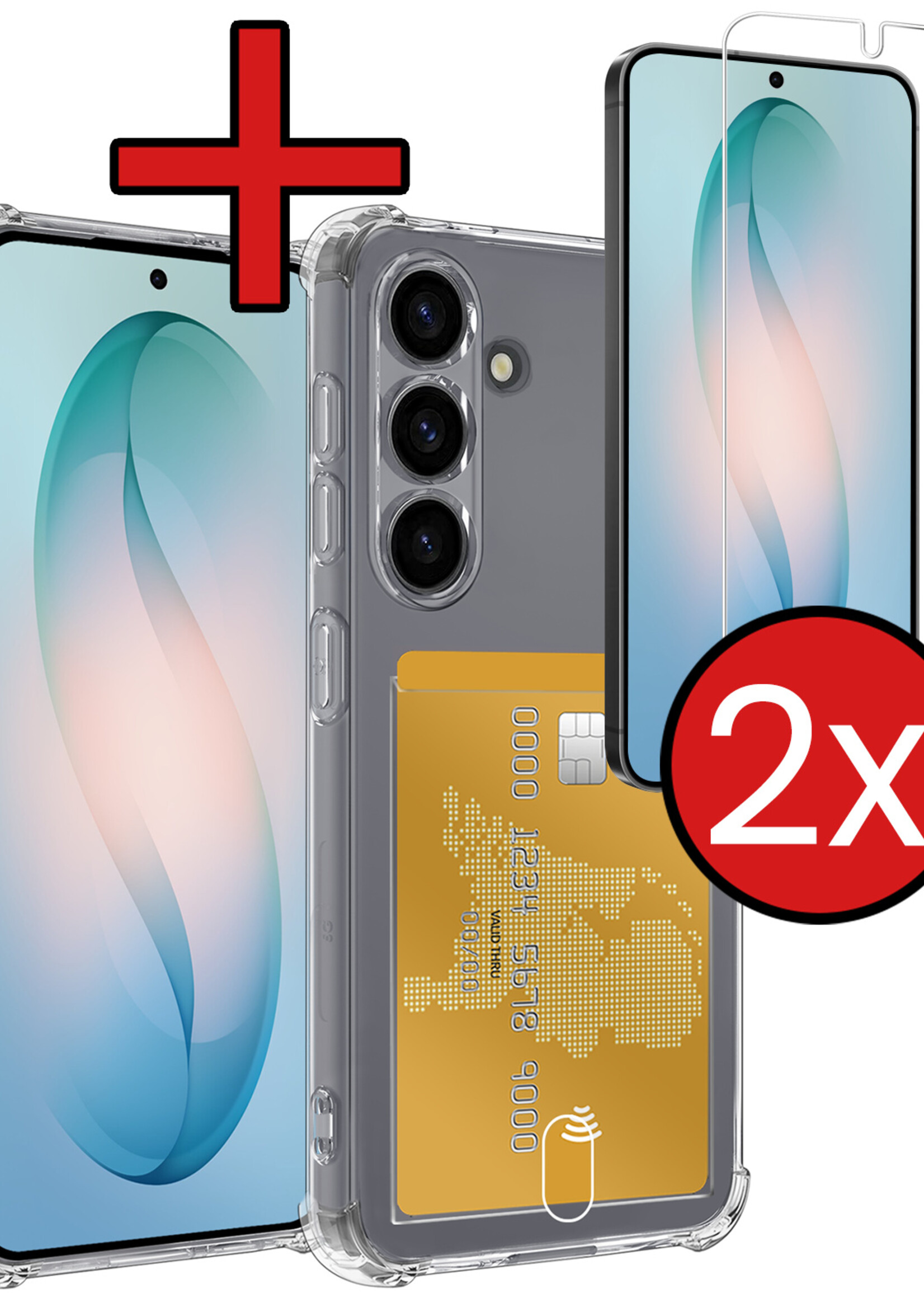 BTH BTH Samsung Galaxy S26 Plus Hoesje Pashouder Met 2x Screenprotector