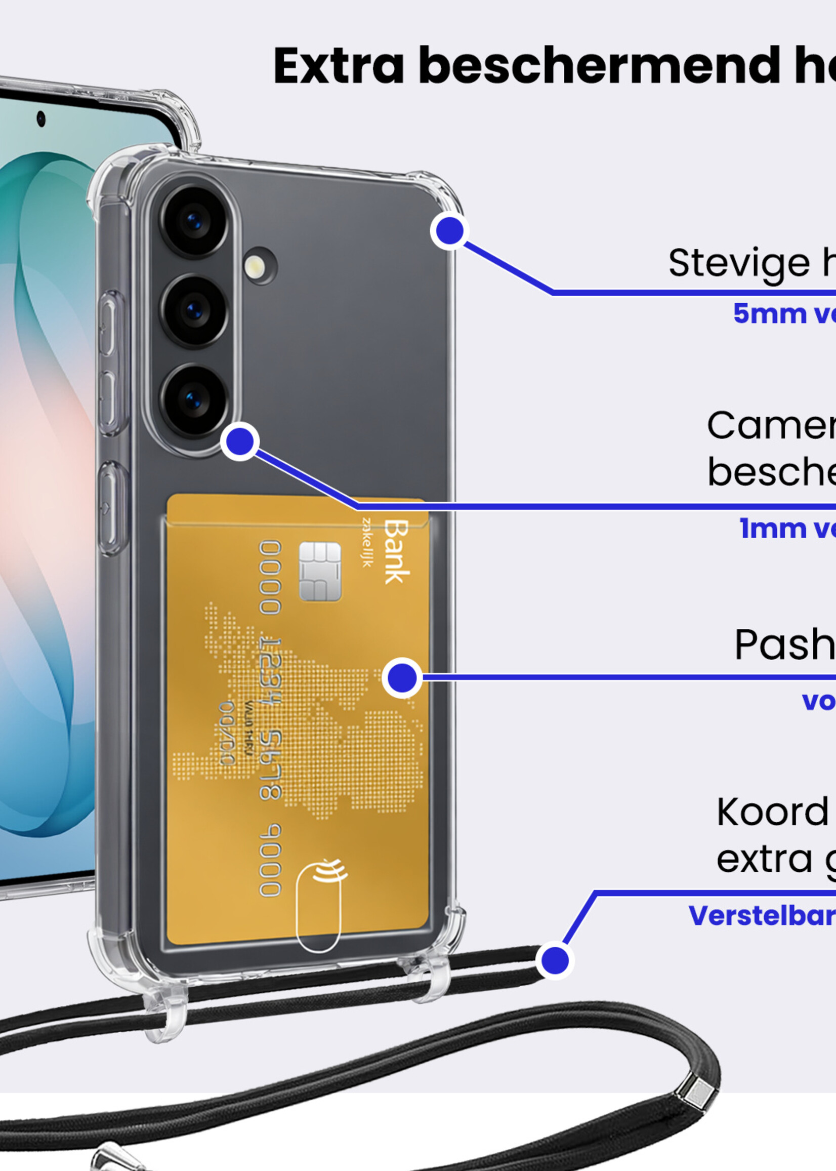 BTH BTH Samsung Galaxy S26 Plus Hoesje Pashouder met Koord