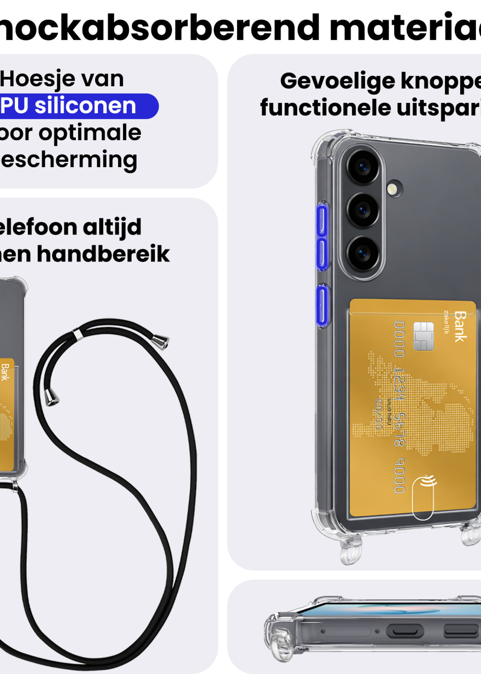 BTH BTH Samsung Galaxy S26 Plus Hoesje Pashouder met Koord - 2 PACK