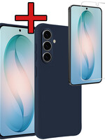 BTH BTH Samsung Galaxy S26 Plus Hoesje Siliconen Met Screenprotector - Donkerblauw