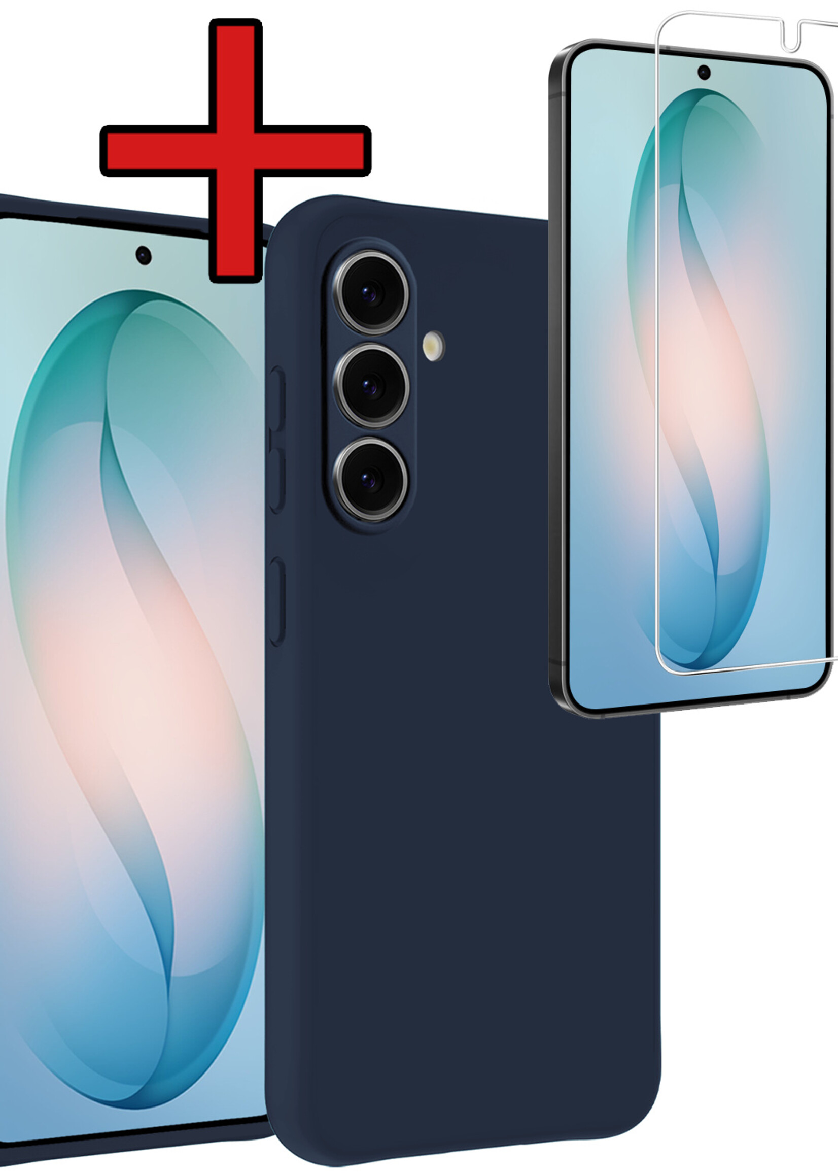 BTH BTH Samsung Galaxy S26 Plus Hoesje Siliconen Met Screenprotector - Donkerblauw