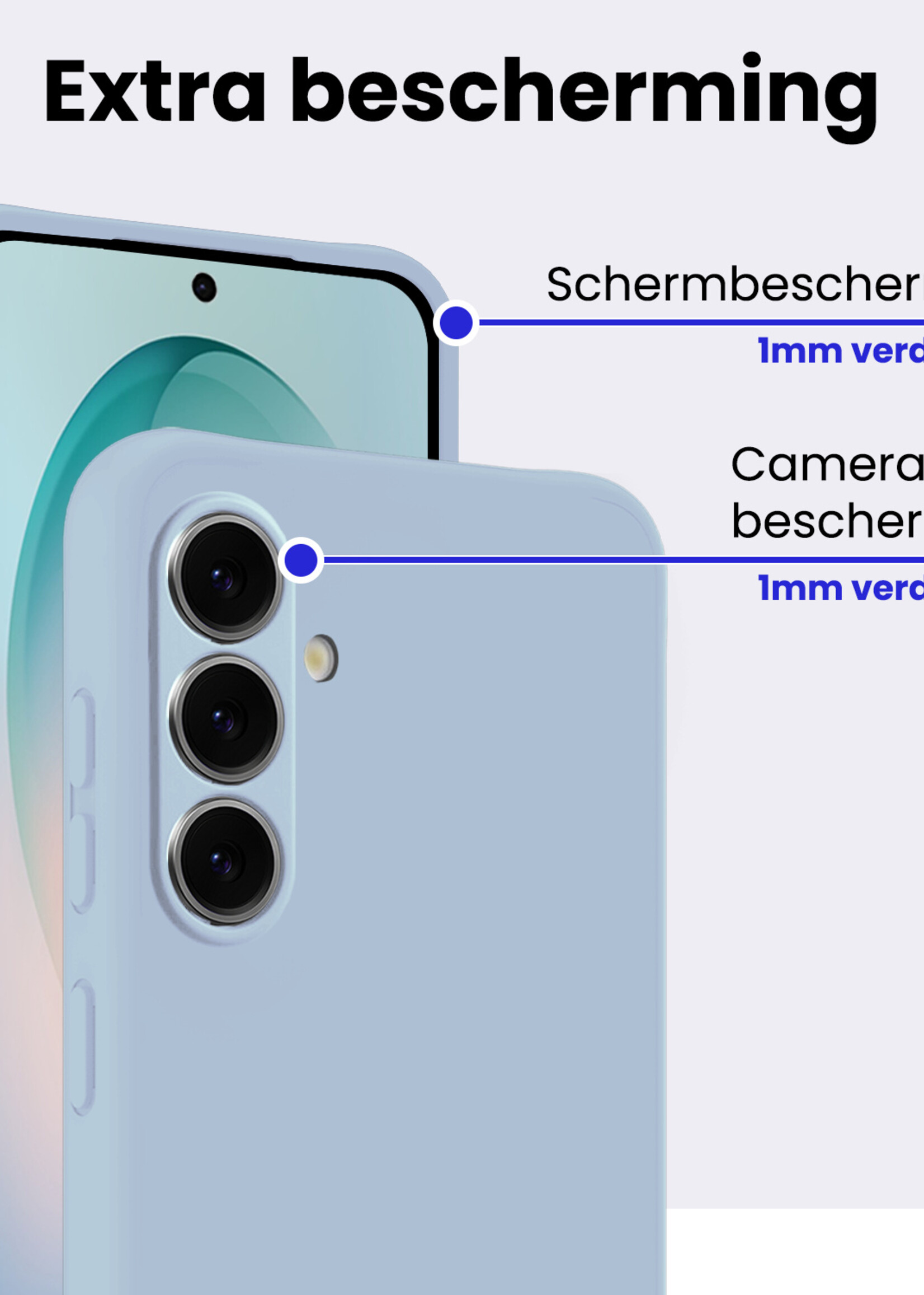 BTH BTH Samsung Galaxy S26 Plus Hoesje Siliconen Met Screenprotector - Lichtblauw