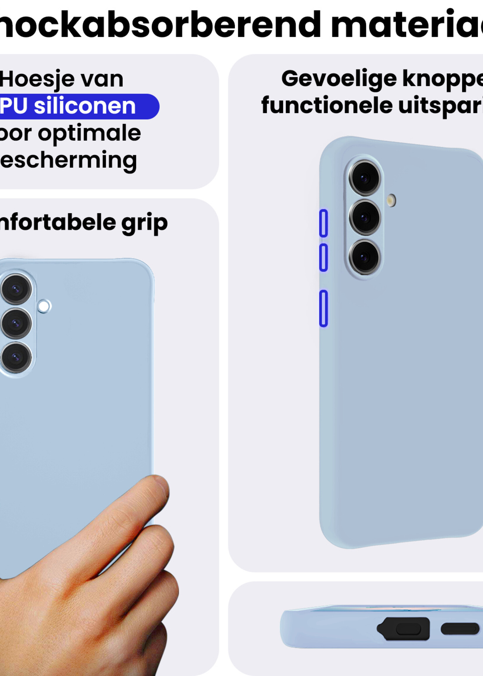 BTH BTH Samsung Galaxy S26 Plus Hoesje Siliconen Met Screenprotector - Lichtblauw