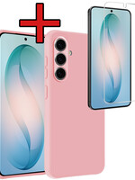 BTH BTH Samsung Galaxy S26 Plus Hoesje Siliconen Met Screenprotector - Lichtroze