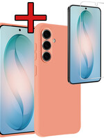 BTH BTH Samsung Galaxy S26 Plus Hoesje Siliconen Met Screenprotector - Perzik