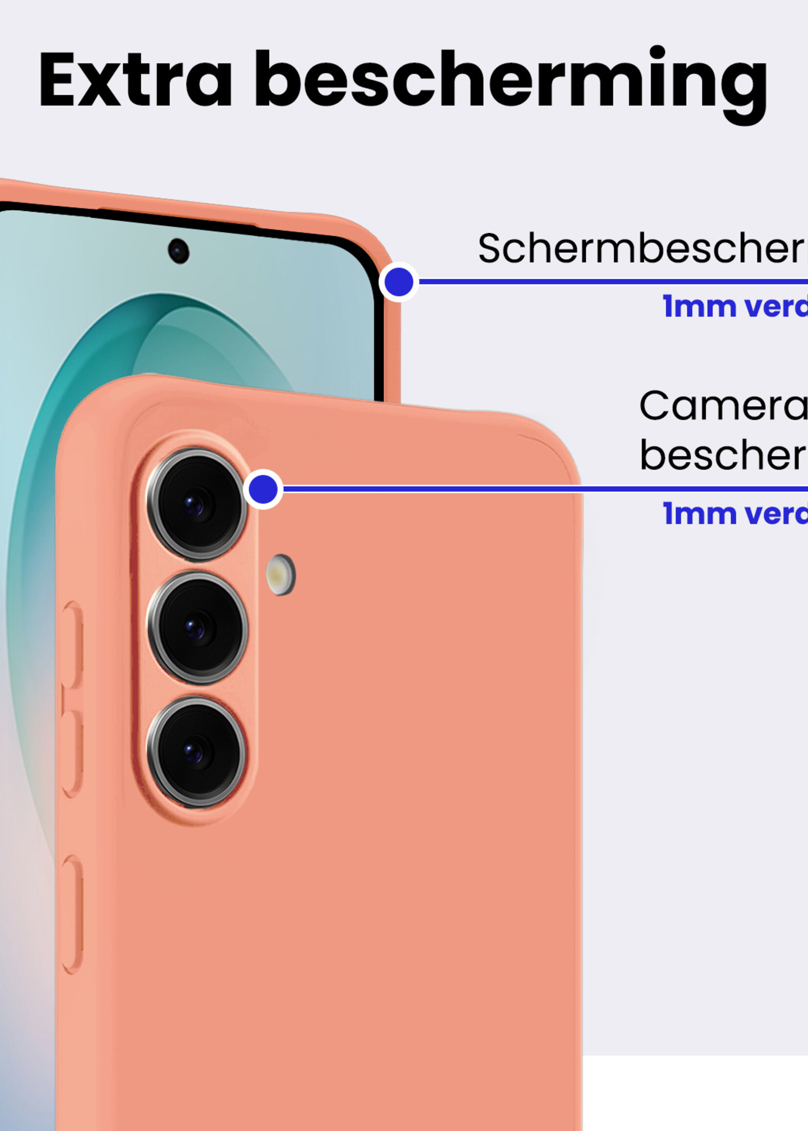 BTH BTH Samsung Galaxy S26 Plus Hoesje Siliconen Met Screenprotector - Perzik