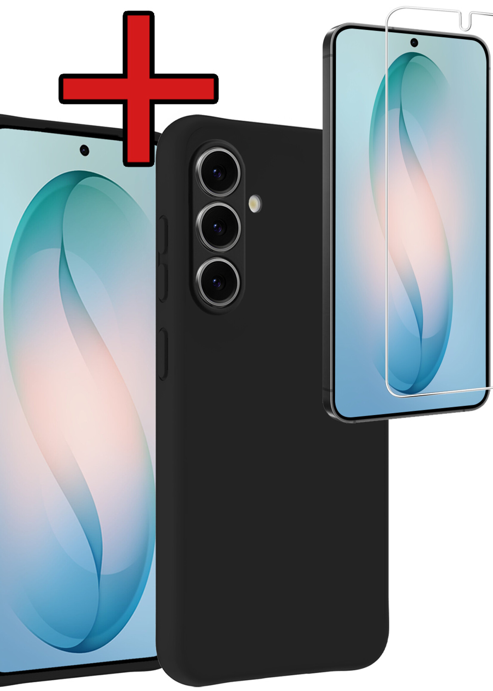 BTH BTH Samsung Galaxy S26 Plus Hoesje Siliconen Met Screenprotector - Zwart