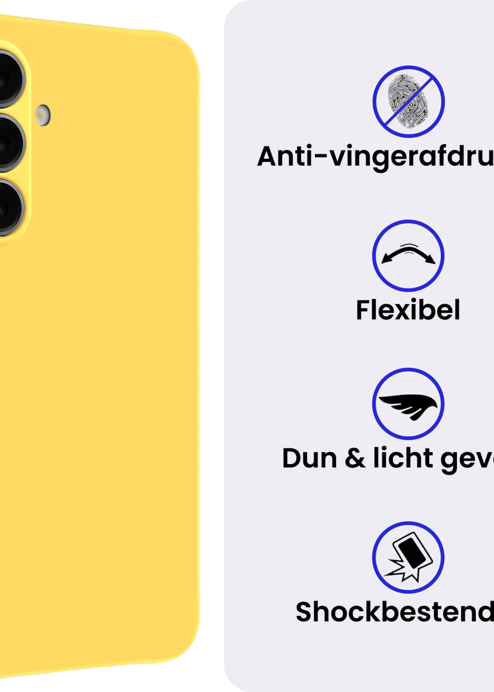 BTH BTH Samsung Galaxy S26 Plus Hoesje Siliconen Met 2x Screenprotector - Geel