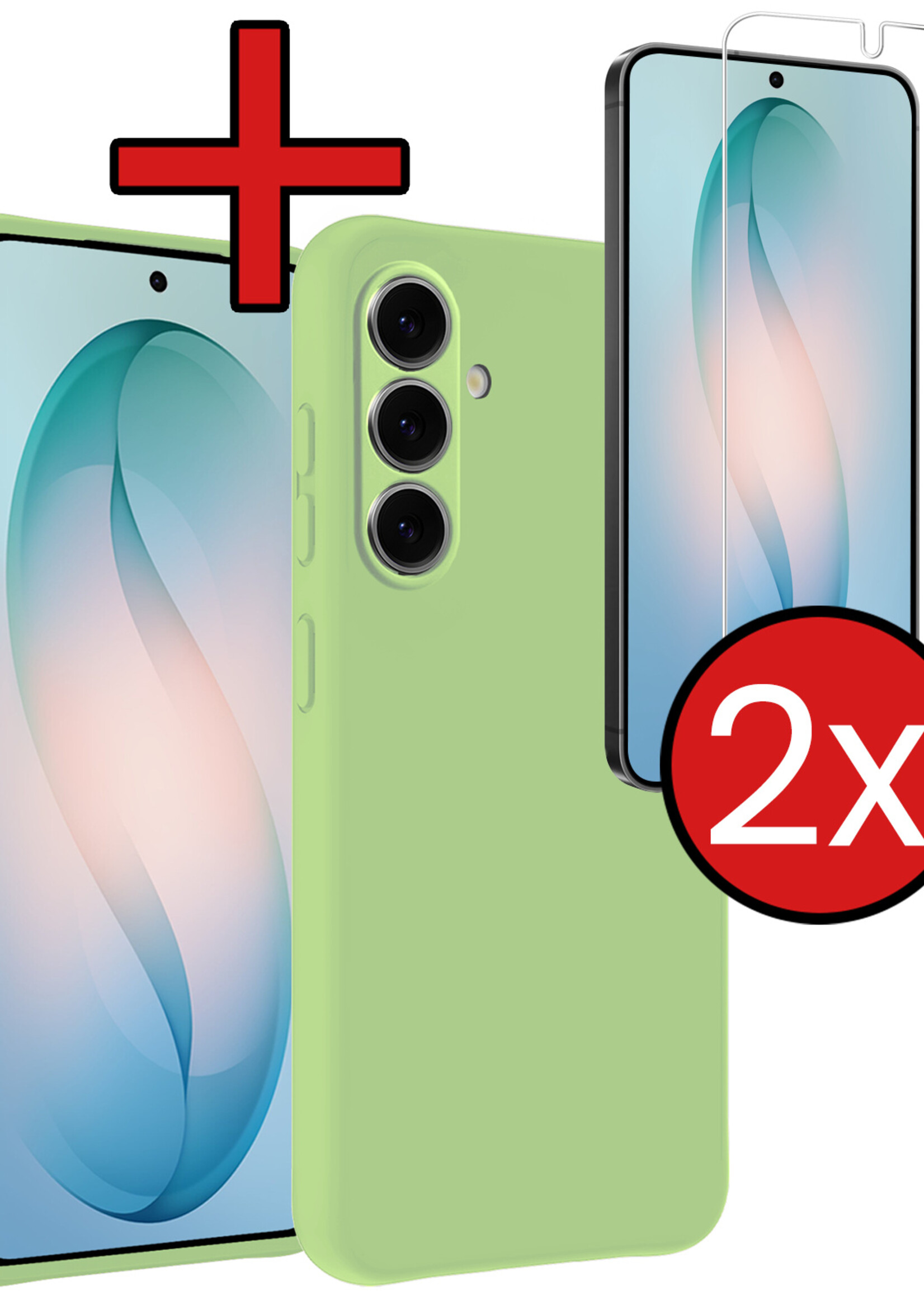 BTH BTH Samsung Galaxy S26 Plus Hoesje Siliconen Met 2x Screenprotector - Groen