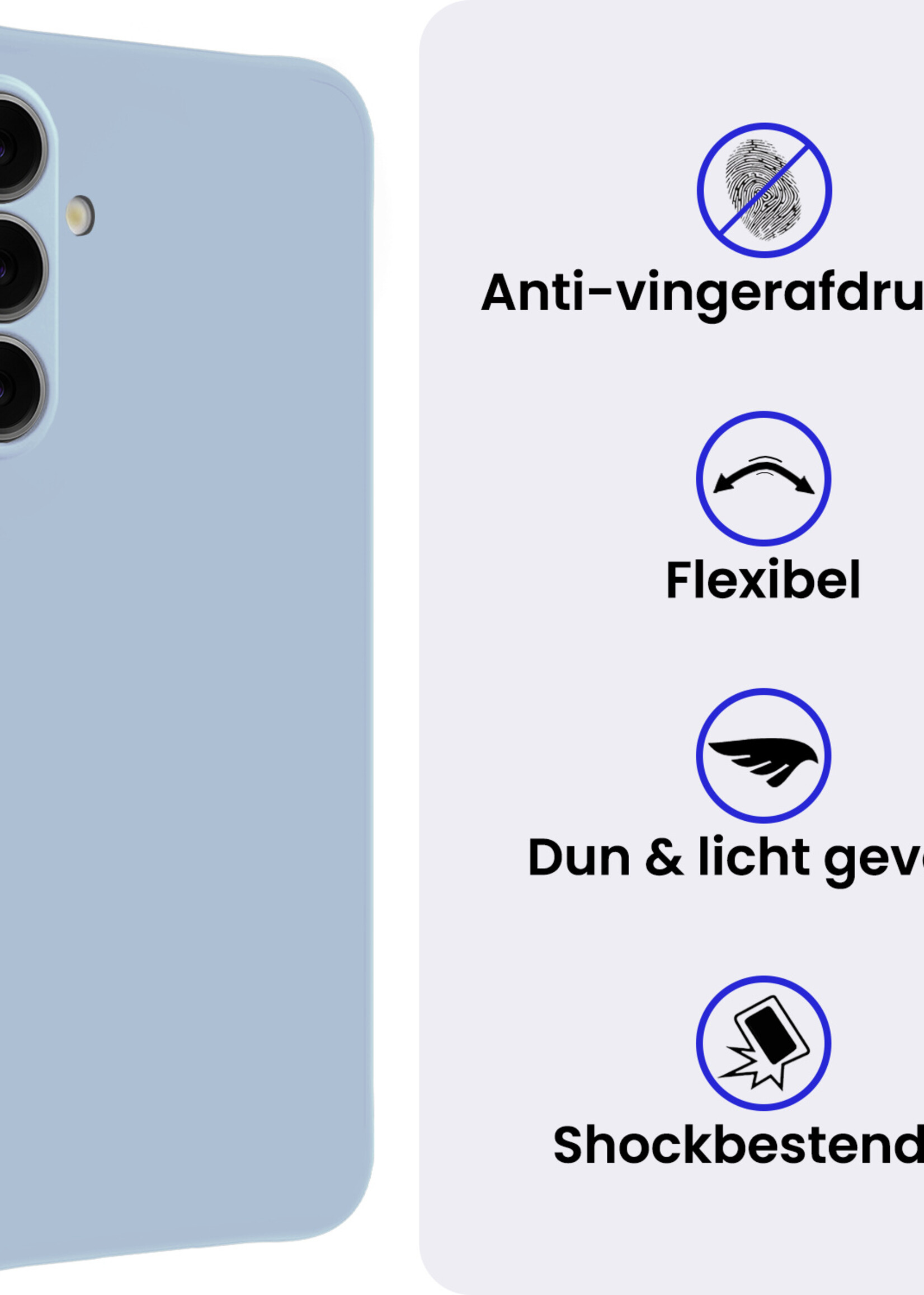 BTH BTH Samsung Galaxy S26 Plus Hoesje Siliconen Met 2x Screenprotector - Lichtblauw