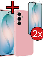 BTH BTH Samsung Galaxy S26 Plus Hoesje Siliconen Met 2x Screenprotector - Lichtroze