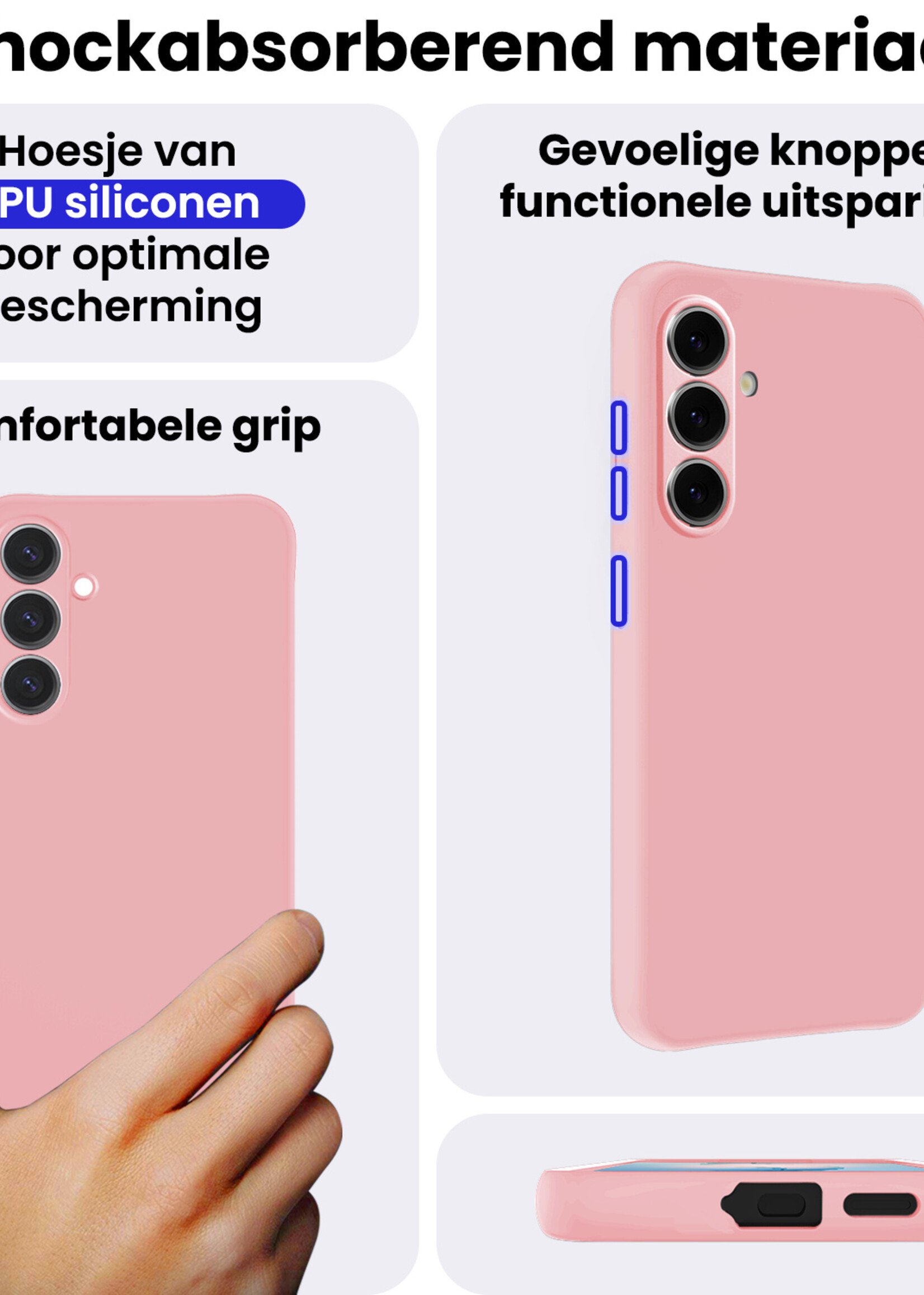 BTH BTH Samsung Galaxy S26 Plus Hoesje Siliconen Met 2x Screenprotector - Lichtroze