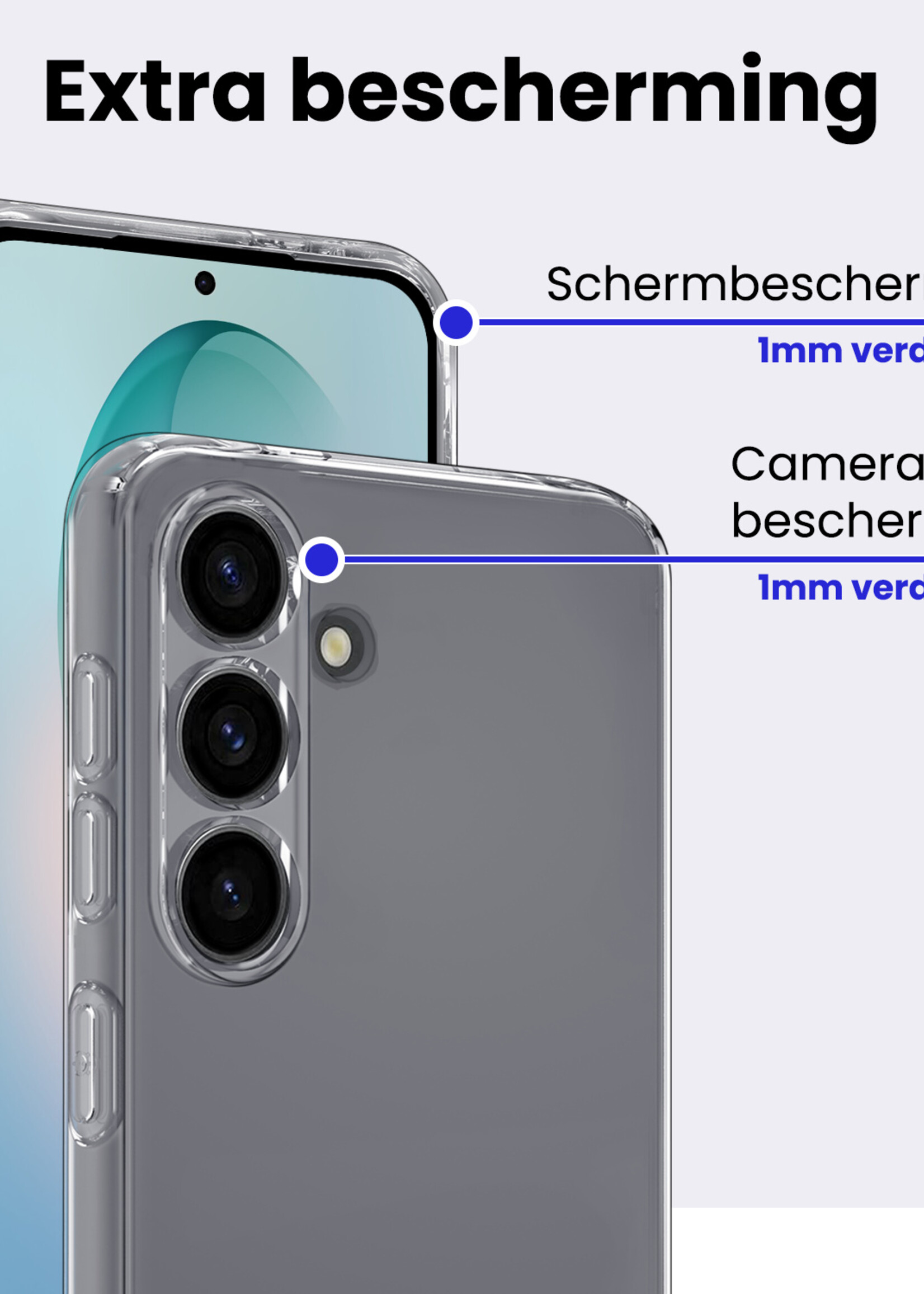 BTH BTH Samsung Galaxy S26 Plus Hoesje Siliconen Met 2x Screenprotector - Transparant