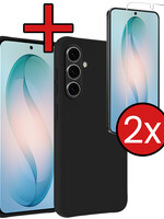 BTH BTH Samsung Galaxy S26 Plus Hoesje Siliconen Met 2x Screenprotector - Zwart