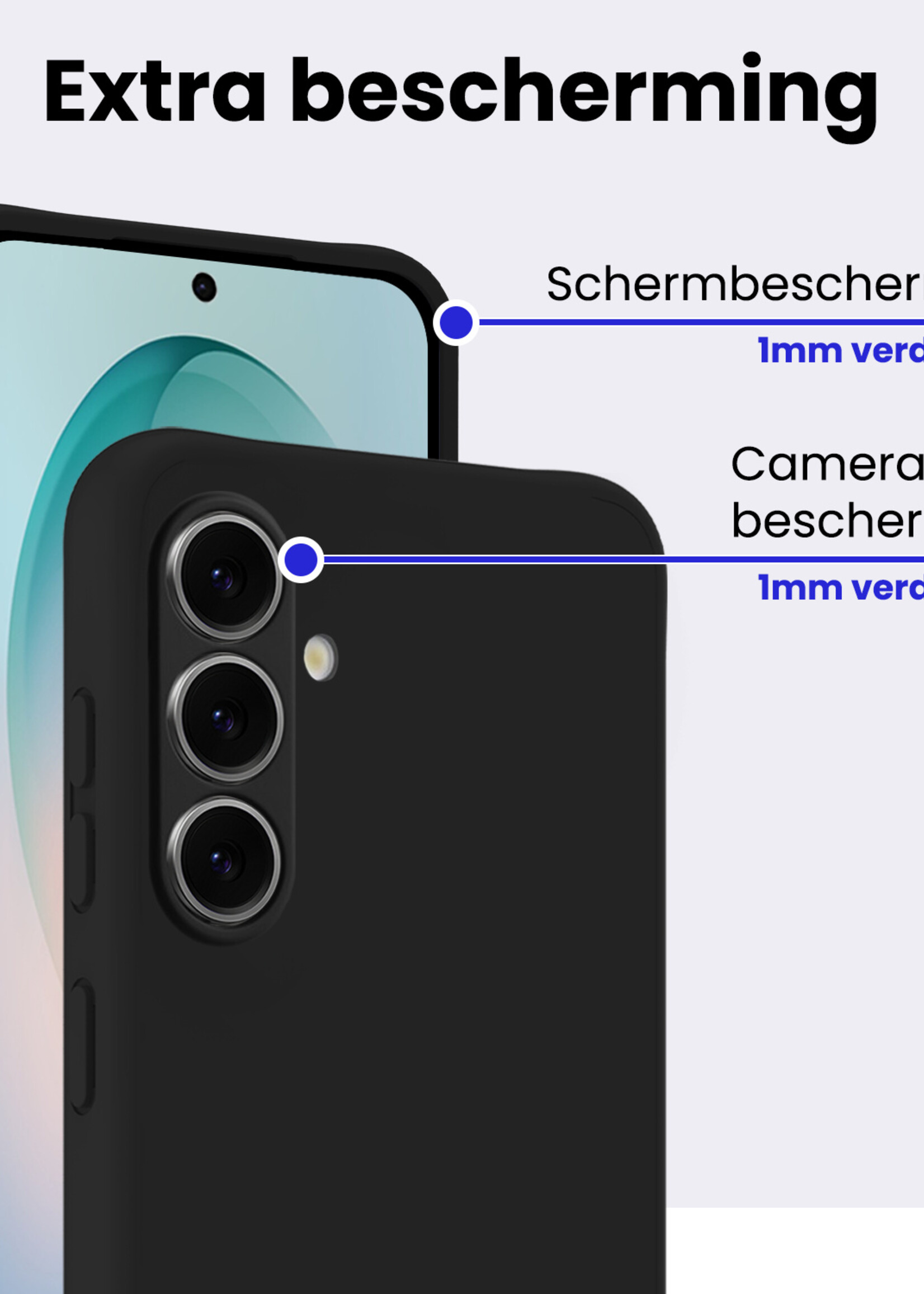 BTH BTH Samsung Galaxy S26 Plus Hoesje Siliconen Met 2x Screenprotector - Zwart