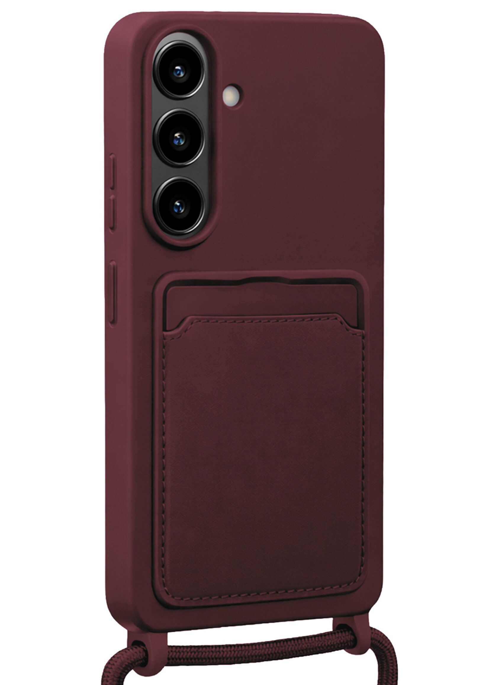 BTH BTH Samsung Galaxy S26 Plus Hoesje Pashouder met Koord - Aubergine