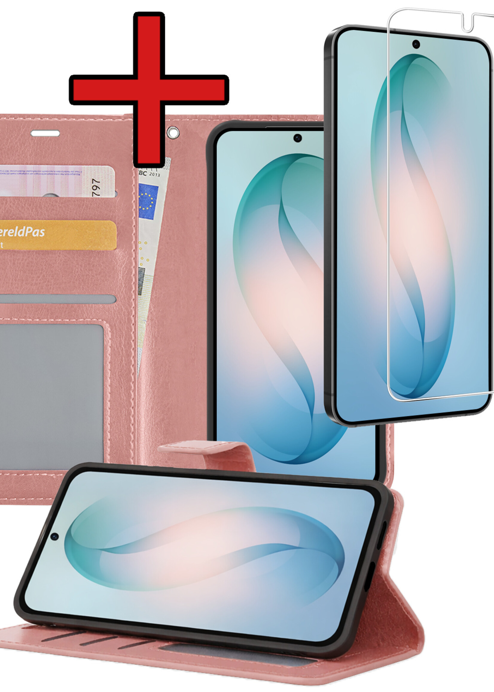 BTH BTH Samsung Galaxy S26 Plus Hoesje Bookcase Met Screenprotector - Rose Goud