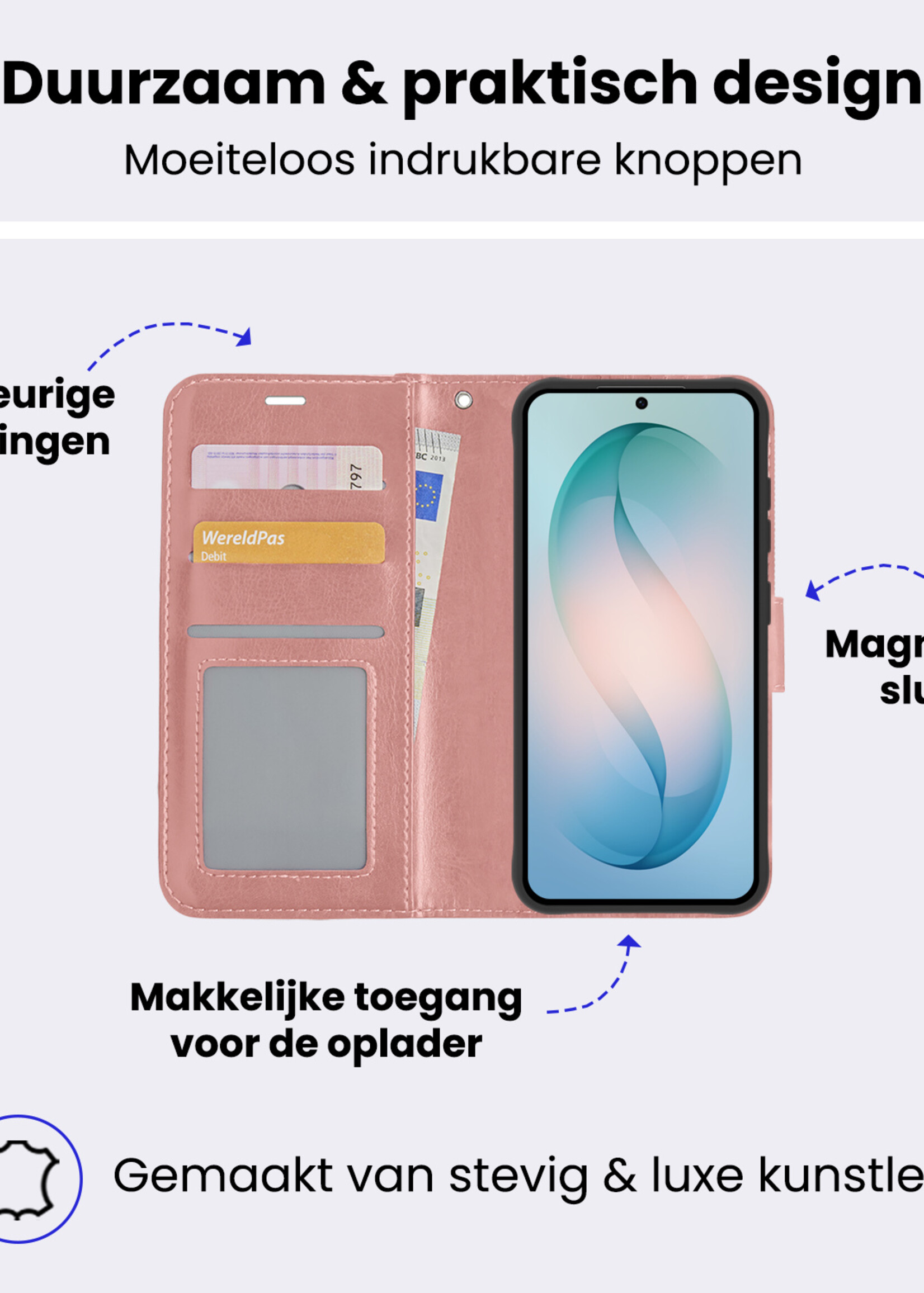 BTH BTH Samsung Galaxy S26 Plus Hoesje Bookcase Met Screenprotector - Rose Goud