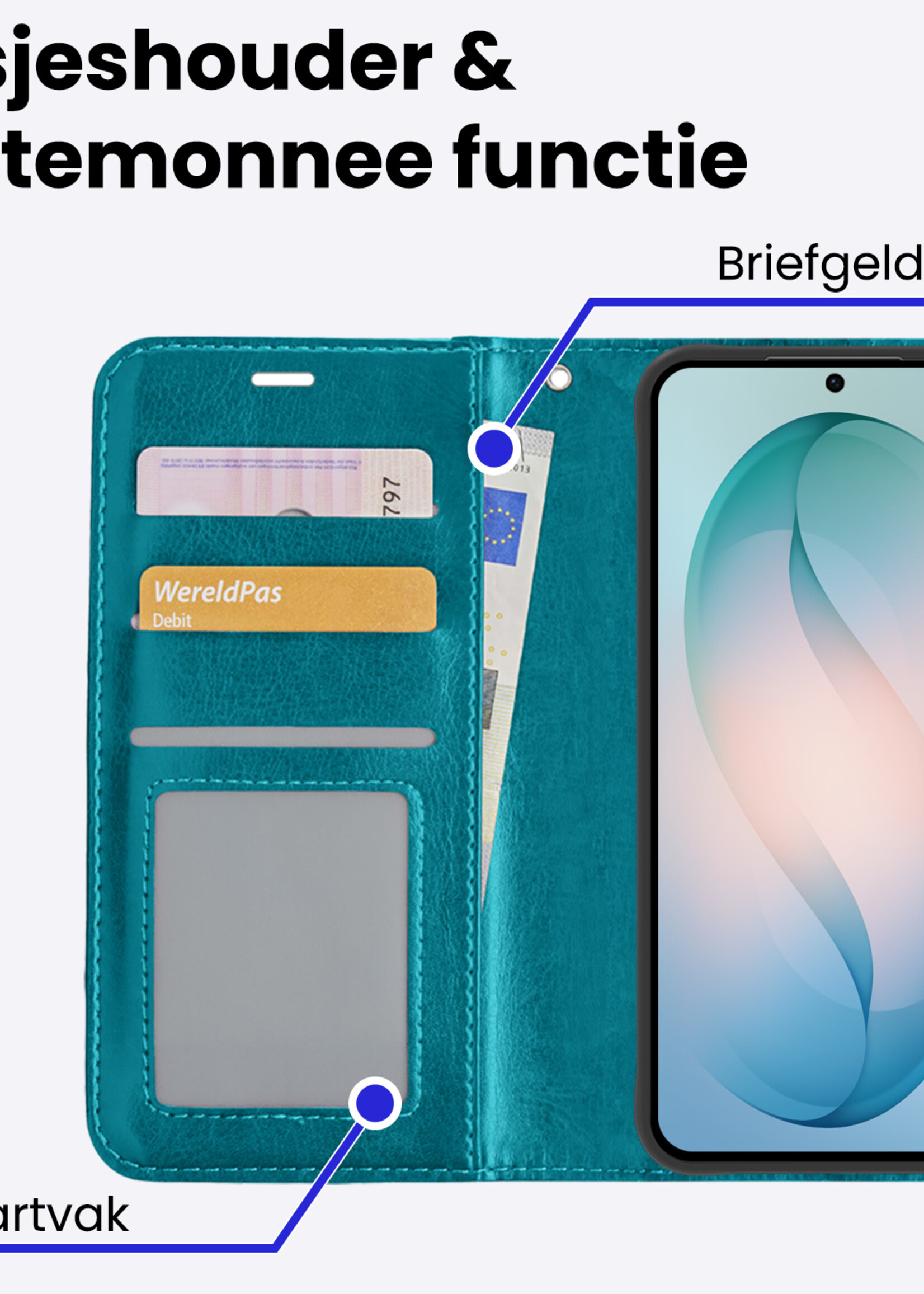 BTH BTH Samsung Galaxy S26 Plus Hoesje Bookcase Met Screenprotector - Turquoise