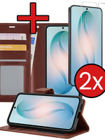 BTH BTH Samsung Galaxy S26 Plus Hoesje Bookcase Met 2x Screenprotector - Bruin