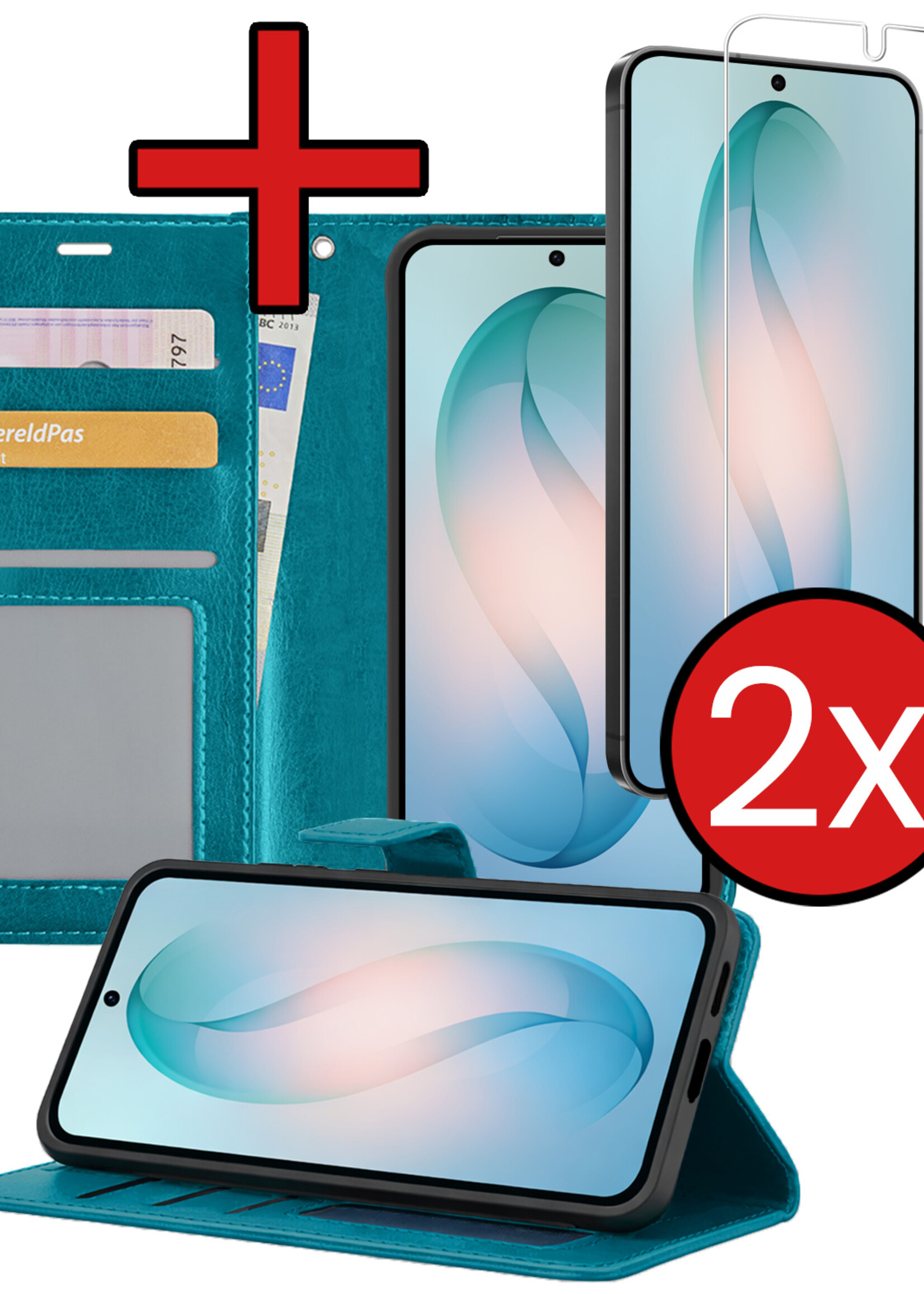 BTH BTH Samsung Galaxy S26 Plus Hoesje Bookcase Met 2x Screenprotector - Turquoise