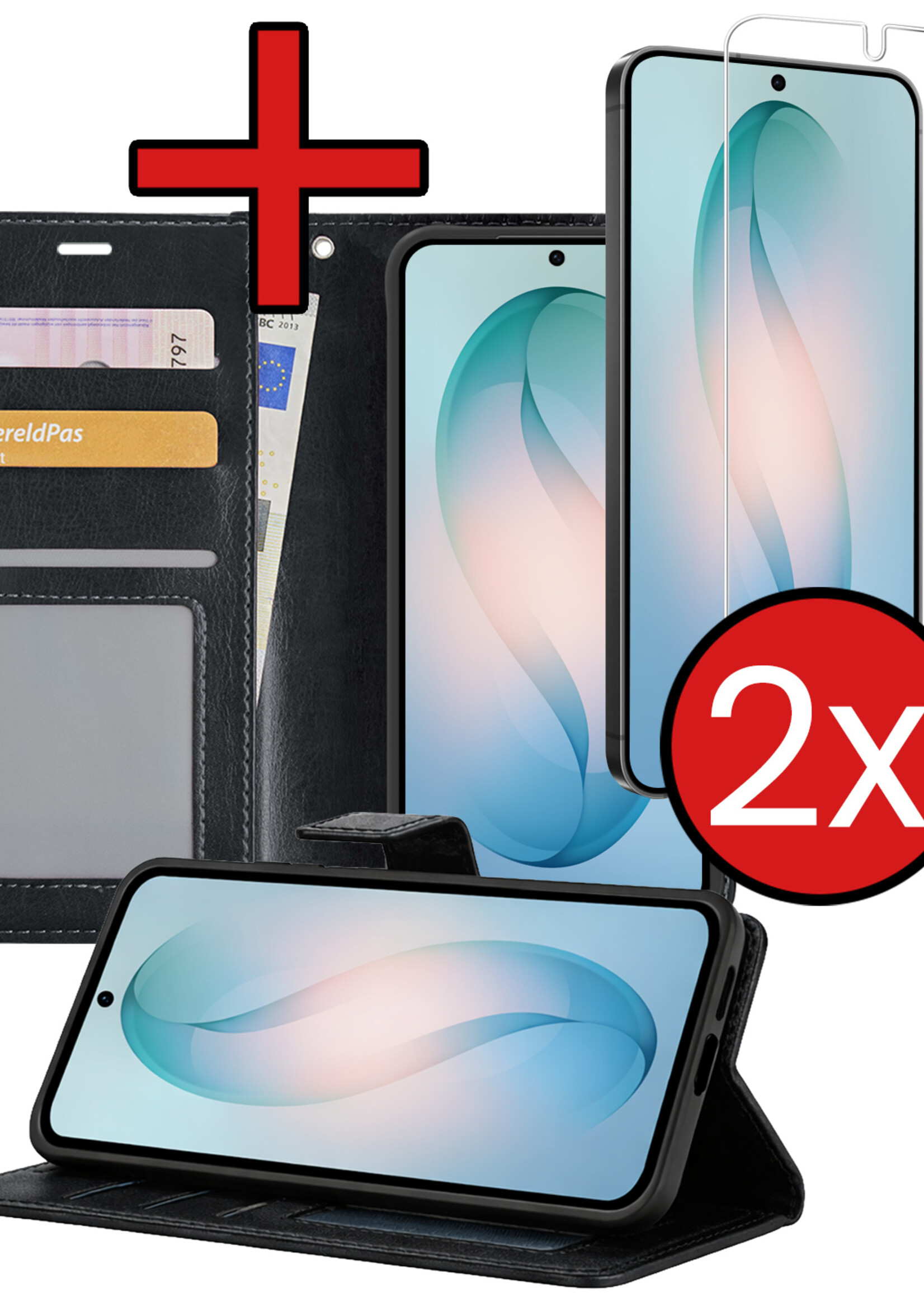 BTH BTH Samsung Galaxy S26 Plus Hoesje Bookcase Met 2x Screenprotector - Zwart