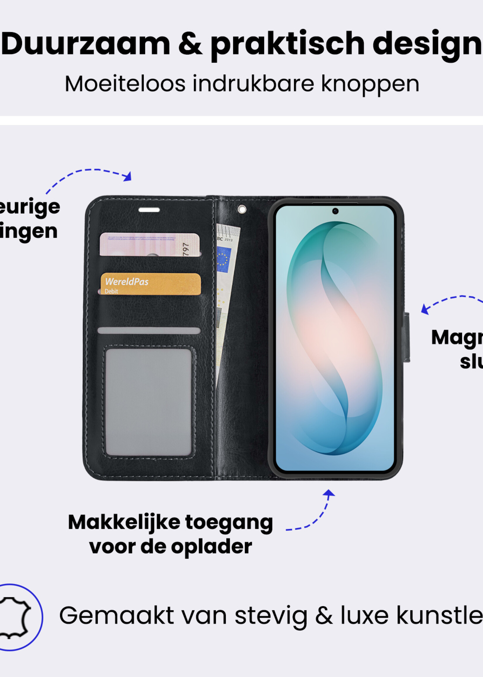 BTH BTH Samsung Galaxy S26 Plus Hoesje Bookcase Met 2x Screenprotector - Zwart