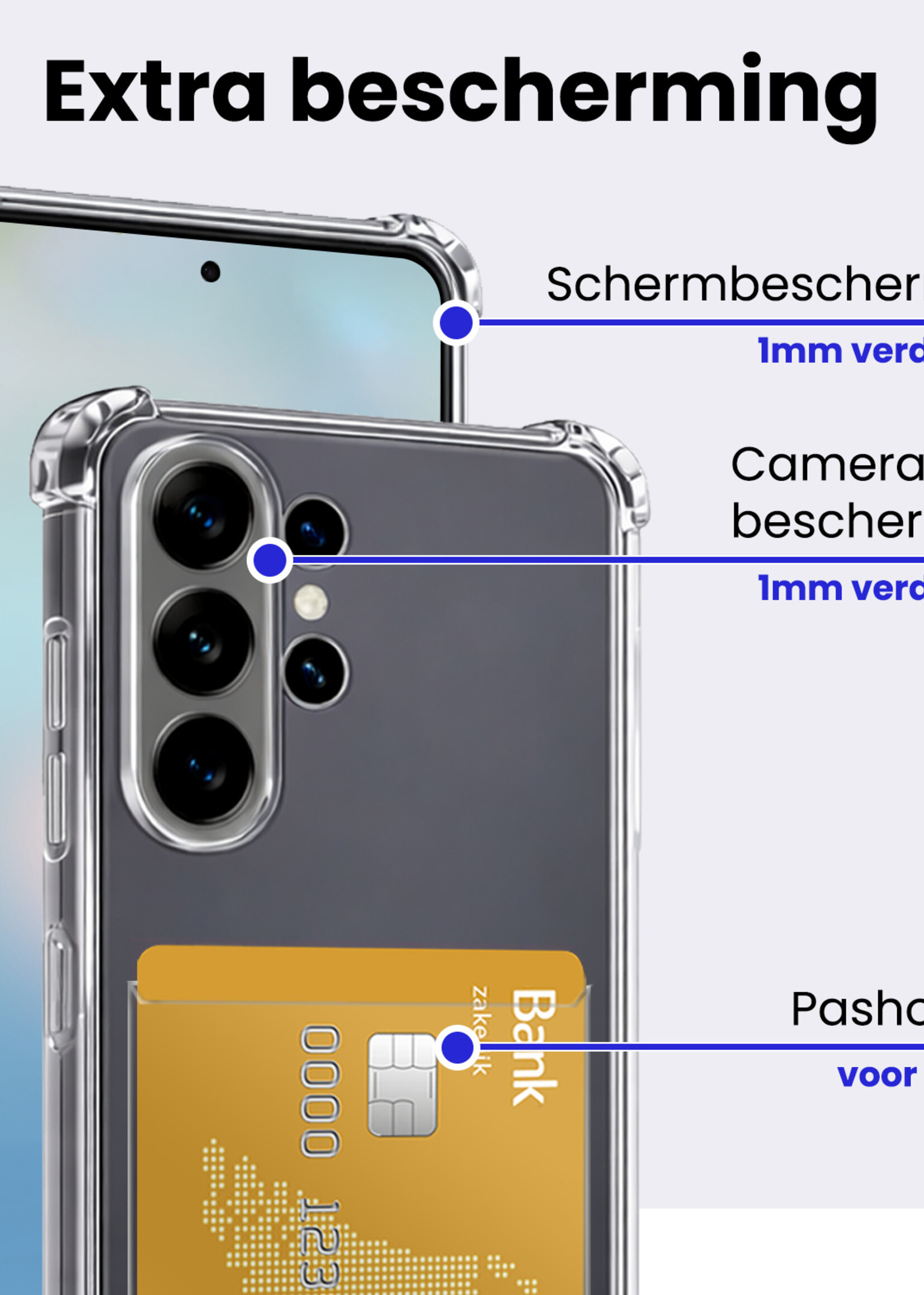 BTH BTH Samsung Galaxy S26 Ultra Hoesje Pashouder Met Screenprotector