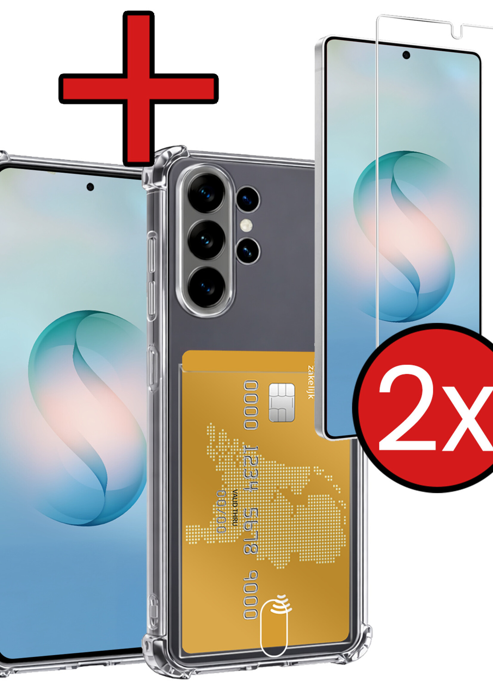 BTH BTH Samsung Galaxy S26 Ultra Hoesje Pashouder Met 2x Screenprotector