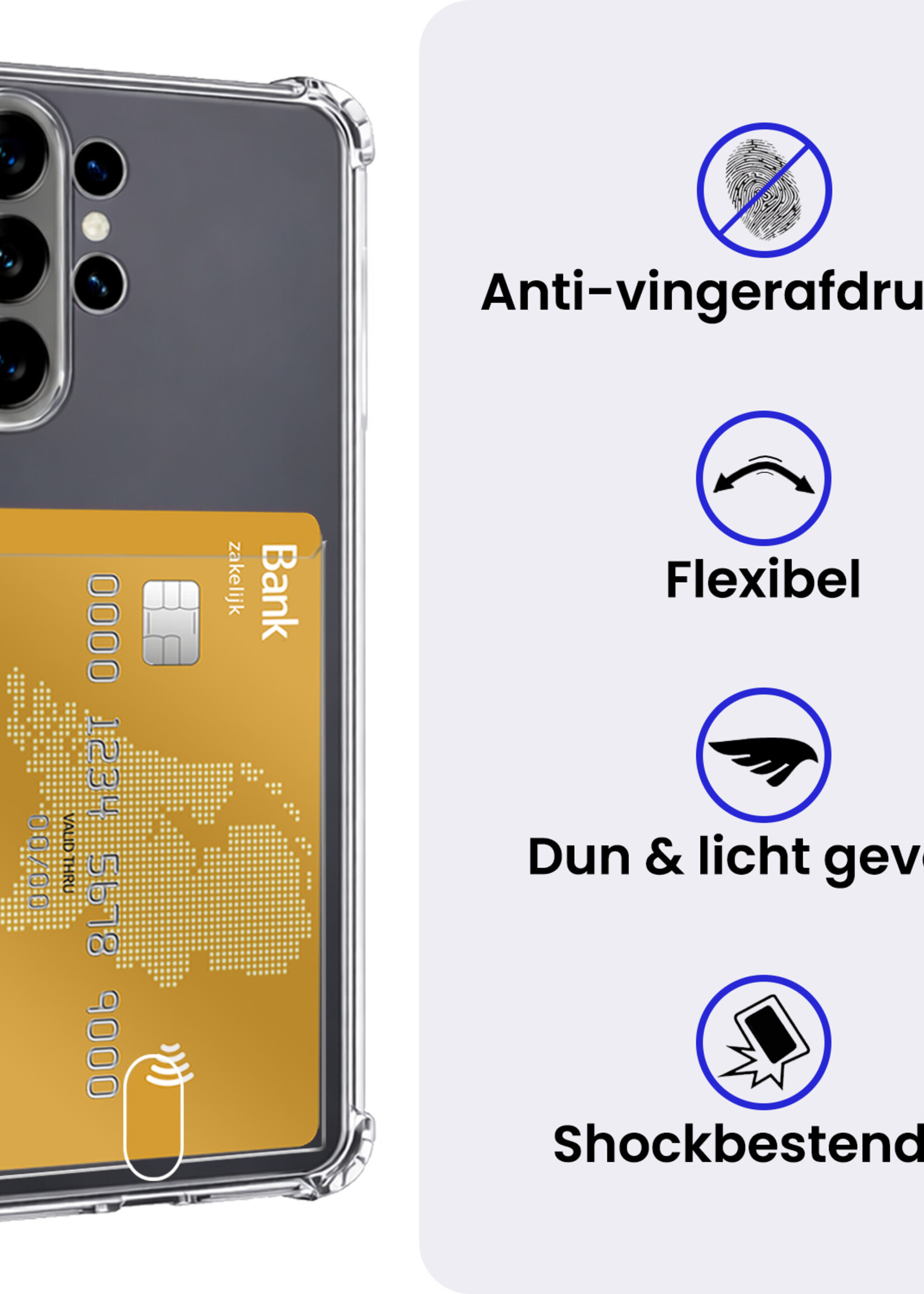 BTH BTH Samsung Galaxy S26 Ultra Hoesje Pashouder Met 2x Screenprotector