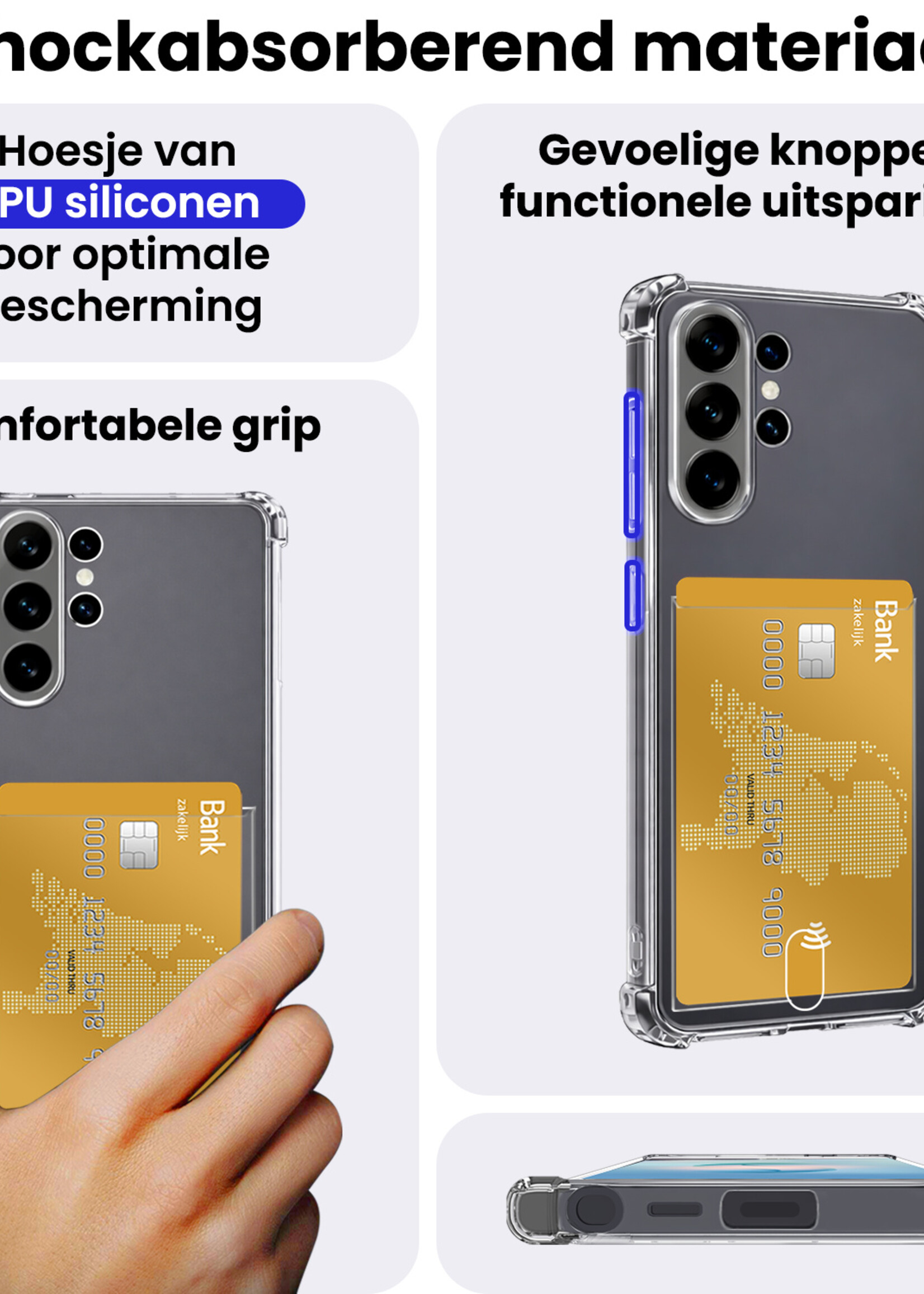 BTH BTH Samsung Galaxy S26 Ultra Hoesje Pashouder Met 2x Screenprotector