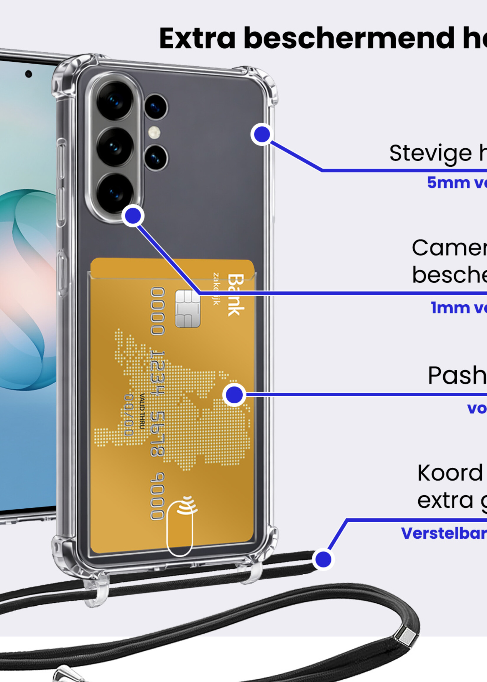 BTH BTH Samsung Galaxy S26 Ultra Hoesje Pashouder met Koord