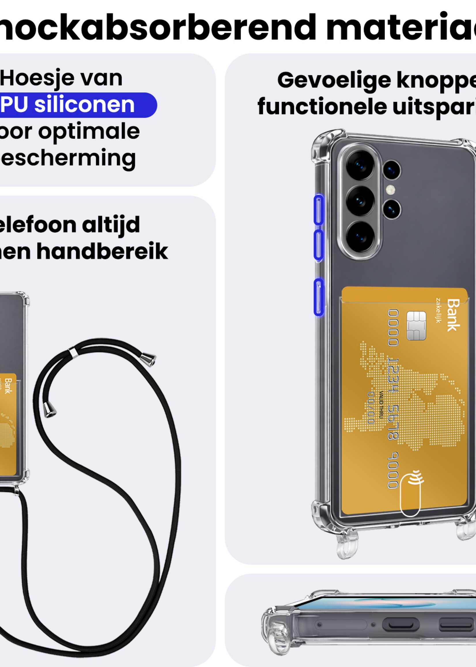 BTH BTH Samsung Galaxy S26 Ultra Hoesje Pashouder met Koord