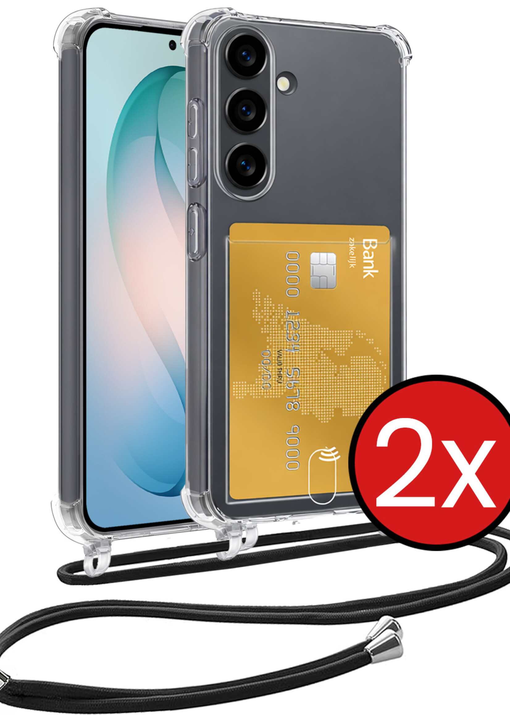 BTH BTH Samsung Galaxy S26 Ultra Hoesje Pashouder met Koord - 2 PACK